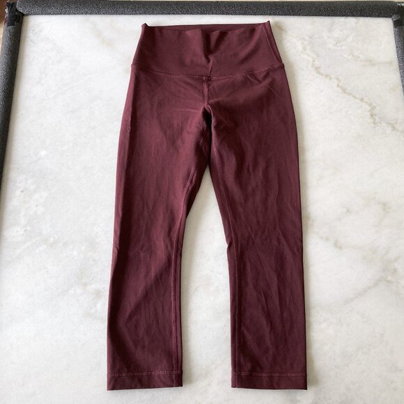 Like new! Lululemon Wunder Under Crop (Hi-Rise) Deep Luxe (burgundy maroon wine) - Picture 6 of 8